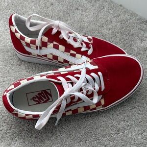 Vans Old Skool Checkerboard Sneakers - Red & Cream